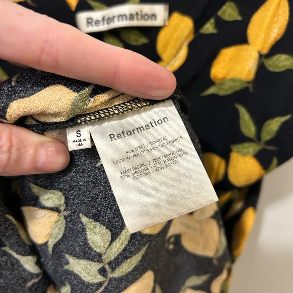 Reformation Black Yellow Lemon Drop Marlow Dress MSRP $198 - Picture 4 of 6